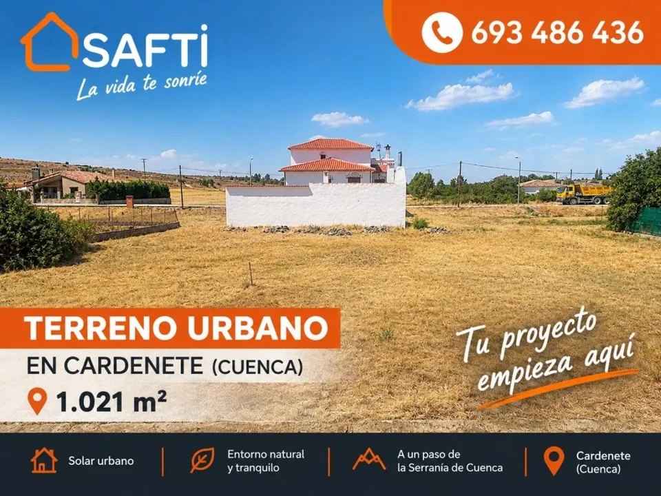 TERRENO URBANO DE 1.021 m² EN CARDENETE (CUENCA)