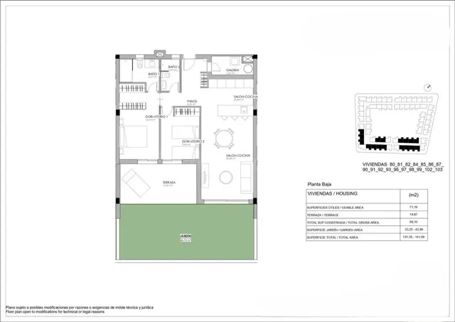 Adosado 2 habitaciones 98m² en venta - La veleta — 27