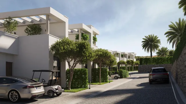 El proyecto está compuesto por 63 viviendas adosadas y pareadas de 2 y 3 dormitorios  ubicado en el prestigioso entorno de Cerrado del Águila, en Mijas Costa — 30