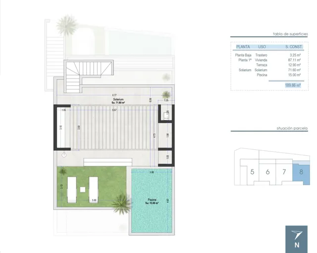 Bungalow de planta alta de 3 dormitorios con solarium y piscina privada en San pedro del Pinatar — 7