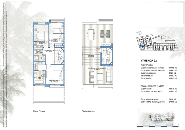 Viviendas con 3 dormitorios, 3 baños, salón, cocina, terraza, solárium, garaje cerrado y trastero. — 14