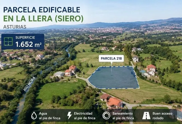 PARCELA EDIFICABLE DE 1.652 m2 EN LA LLERA (SIERO) – EXCELEN
