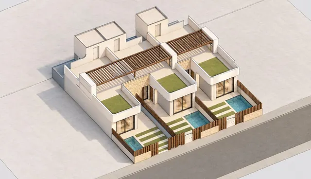 Adosados de nueva construcción de una sola planta con piscina privada en San Pedro del Pinatar — 15