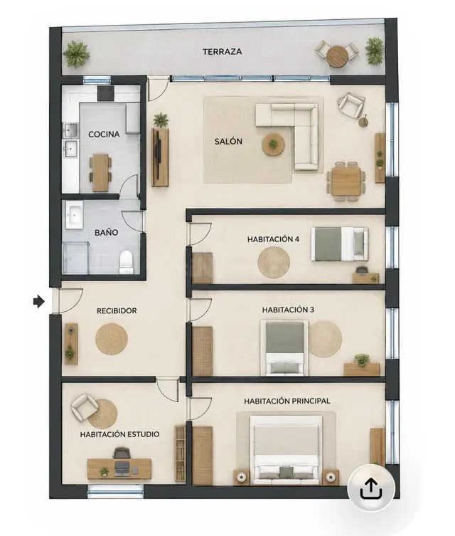 Alquiler de vivienda de 4 dormitorios con terraza — 2