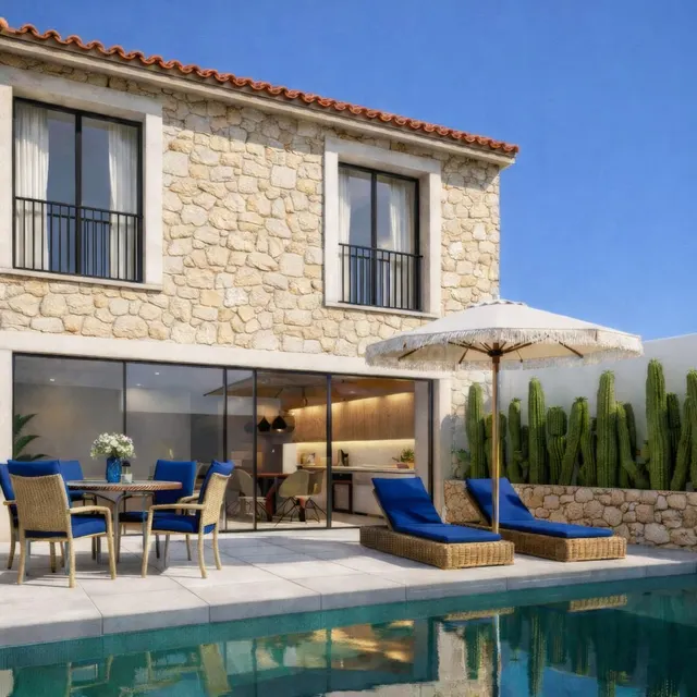 Moderna vivienda adosada de obra nueva con piscina y garaje 