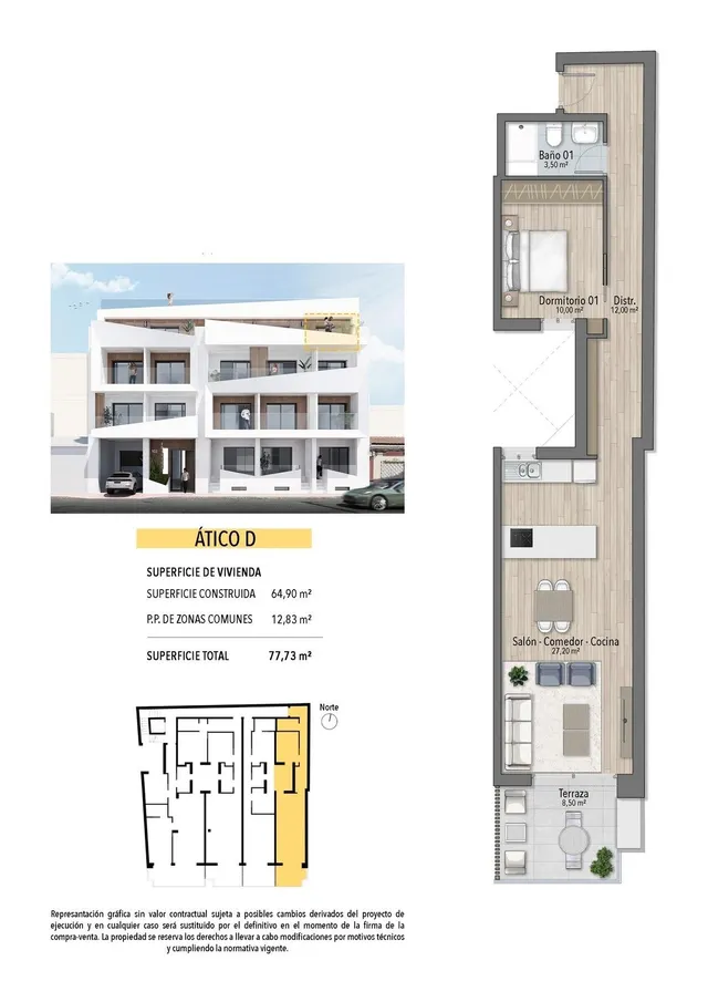 Se vende apartamentos a estrenar a 250m de la Playa del Cura en Torrevieja, Alicante — 12
