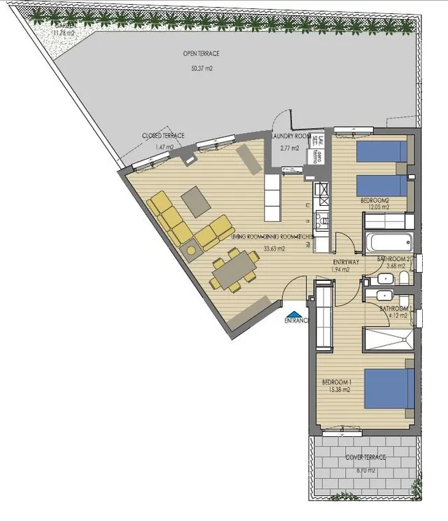 APARTAMENTOS BAJO LUJOSOS con jardín  a 2 cuadras del mar — 11