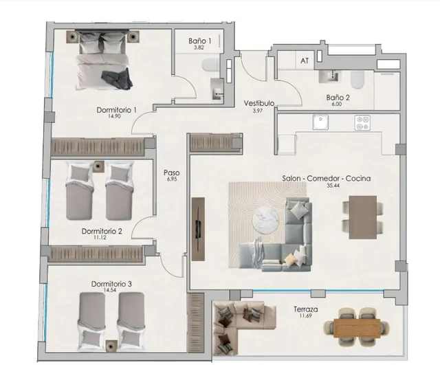 Apartamento 2 habitaciones 97m² en venta - Eroski — 7