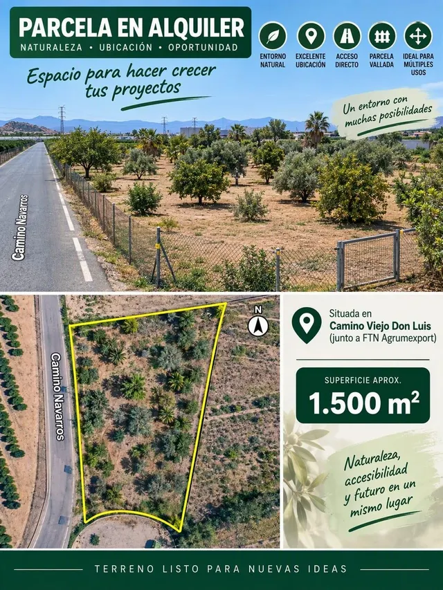 Terreno vallado 1.500 m2 en cabezo de torres – junto a la costera norte | 450 €/mes — 6