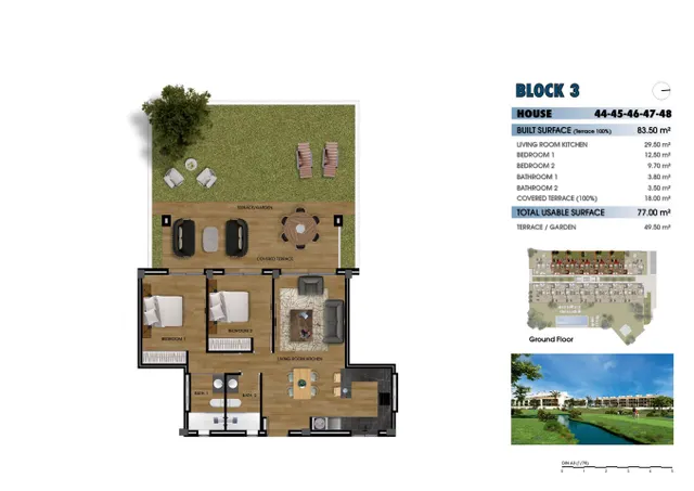 Planta baja 2 habitaciones 83m² en venta - Serena Golf — 50