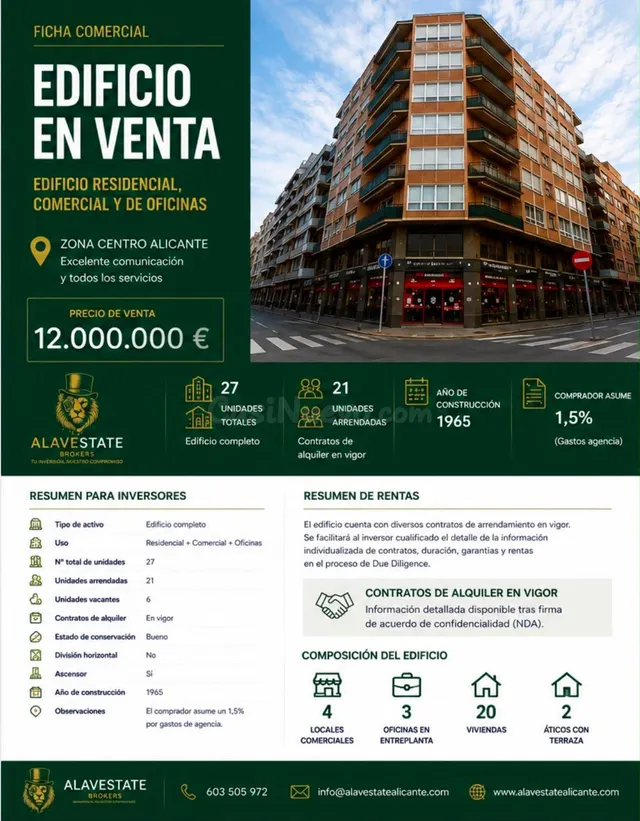 EDIFICIO COMPLETO EN VENTA EN EL CENTRO DE ALICANTE – OPORTUNIDAD PARA INVERSORES — 2