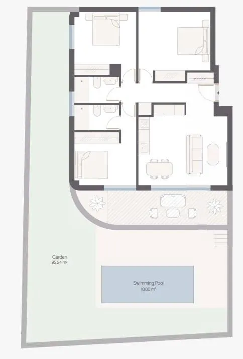 APARTAMENTO EN PLANTA BAJA CON JARDÍN Y PISCINA PRIVADA — 50