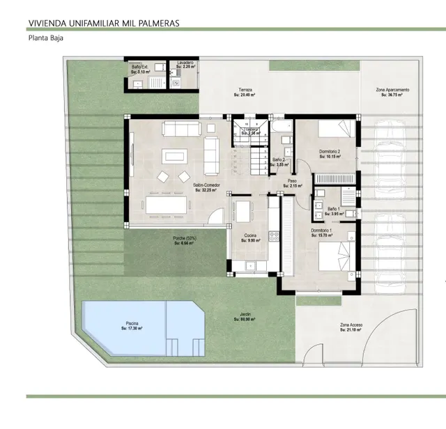 Villa independiente de dos plantas con solárium y piscina privada. — 23