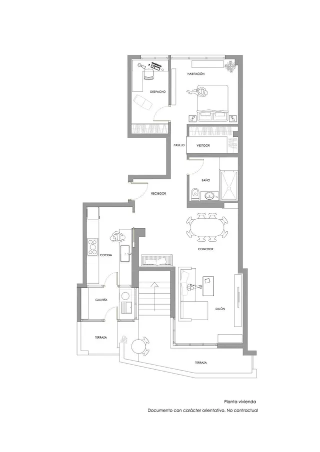 Ático con solárium de una habitación doble y un despacho en Avda. General Marvá — 32