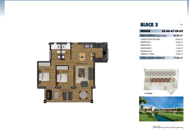 Apartamento 2 habitaciones 83m² en venta - Serena Golf — 50