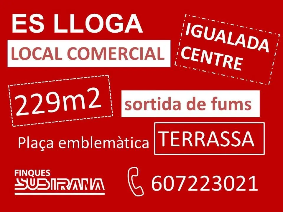 LOCAL COMERCIAL AL CENTRE D'IGUALADA - PLAÇA DE L'AJUNTAMENT
