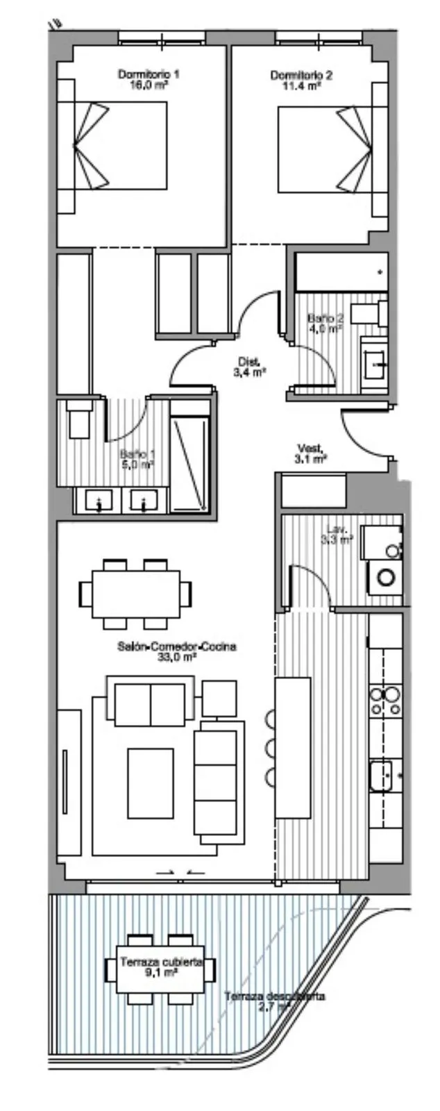 Apartamento 2 habitaciones 110m² en venta - Centro — 25
