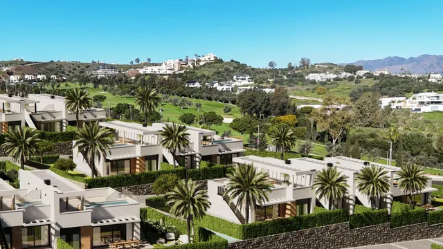 El proyecto está compuesto por 63 viviendas adosadas y pareadas de 2 y 3 dormitorios  ubicado en el prestigioso entorno de Cerrado del Águila, en Mijas Costa — 36