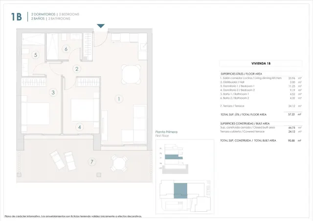 Apartamento 2 habitaciones 66m² en venta - Pueblo 4 — 6