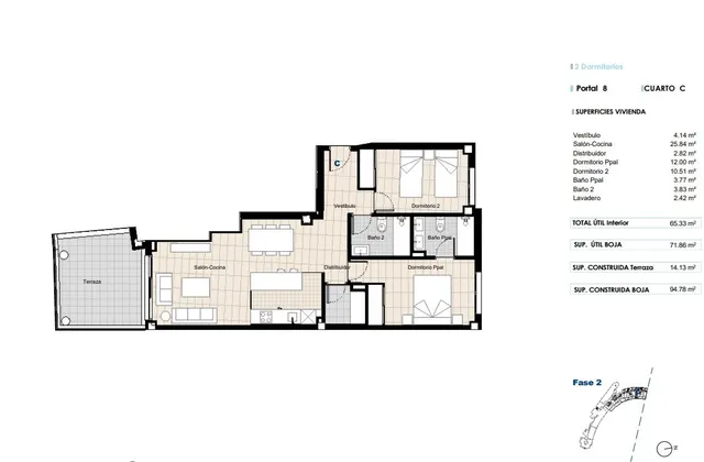 Ático 2 habitaciones 95m² en venta - Chullera — 18