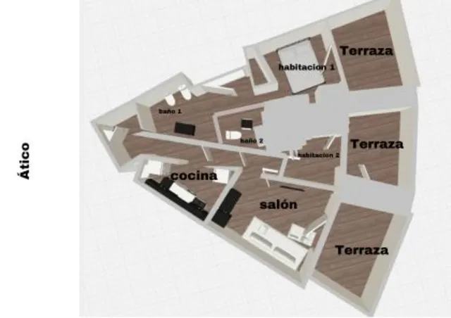 Ático 2 habitaciones 78m² en venta - Centro — 28