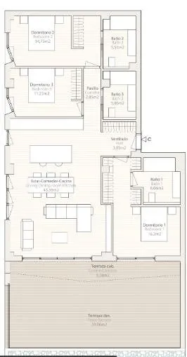 VENTA-OBRA NUEVA-VILLAJOIOSA-3D-2B-156M2-TERRAZA 37M2-SOLÁRIUM 120 M2-SOLO 50 M HASTA LA PLAYA — 10
