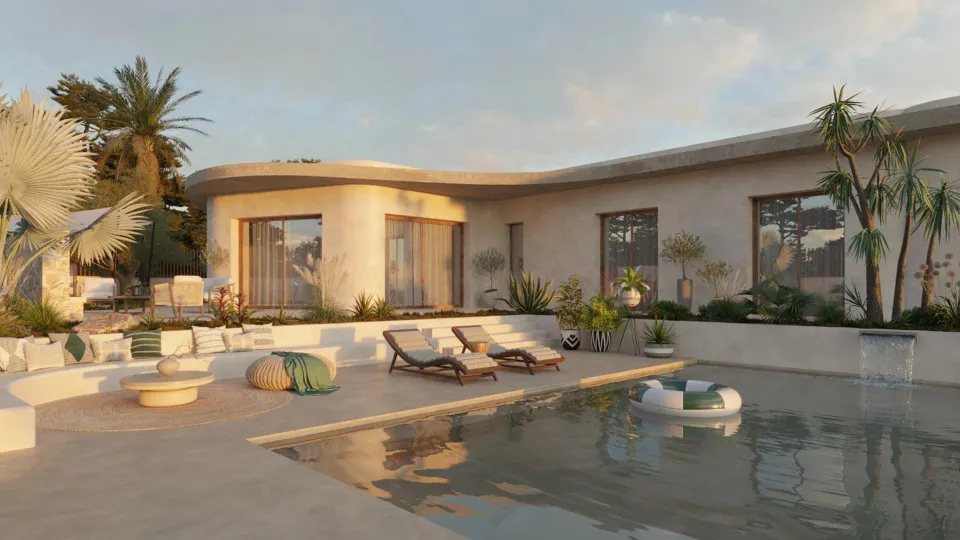 Villa de lujo de 4 dormitorios en una planta con piscina privada y sótano en la urbanización La Marina(San Fulgencio)