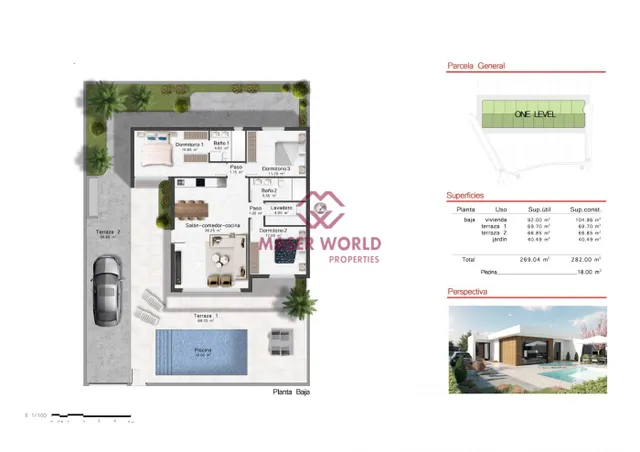 VILLAS DE OBRA NUEVA DE UNA SOLA PLANTA EN CAMPO DE GOLF ALTAONA , MURCIA — 4
