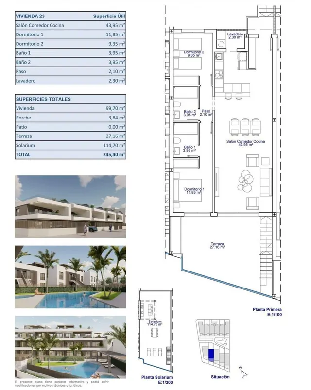 Bungalow 2 habitaciones 99m² en venta - Zona Pueblo — 14