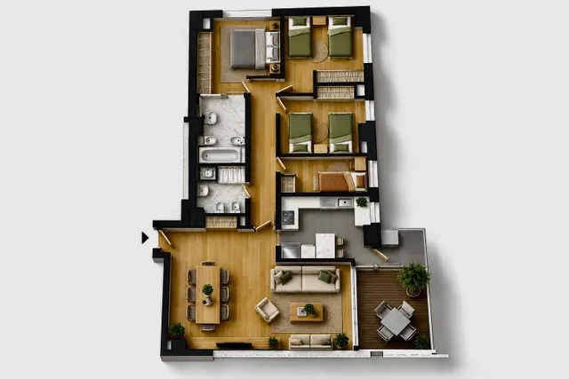 Piso de 4 habitaciones con terraza, piscina y vistas despejadas en Valencia — 12