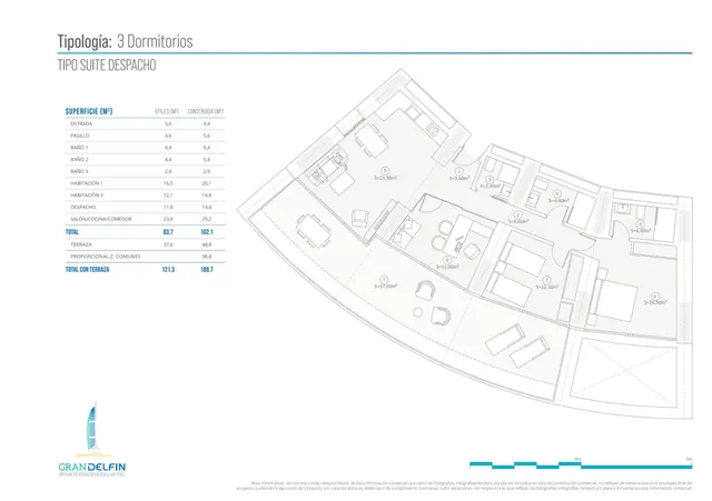 Apartamento 2 habitaciones 138m² en venta - Playa de Poniente — 3