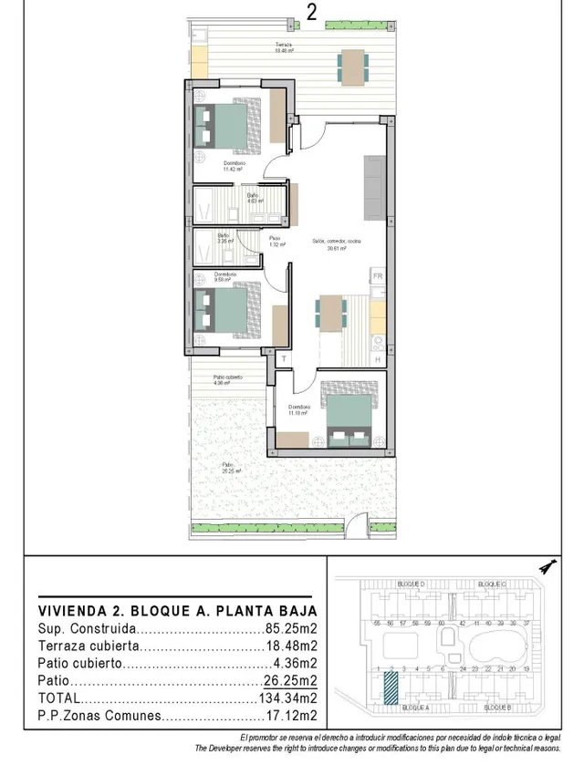 Apartamento moderno de planta baja con 3 dormitorios en Torrepacheco, Murcia — 22