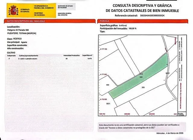 Terreno Rural en Totana: Oportunidad Única junto a la Autoví