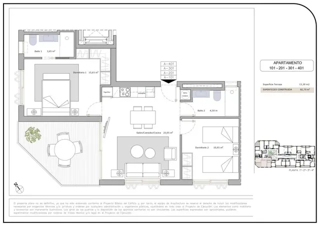 Apartamento 1 habitación 36m² en venta - Los Cuarteros — 13