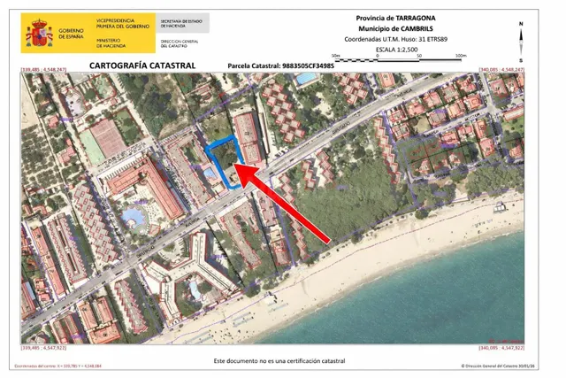 Exclusivo solar en Cambrils a 100 metros de la playa en la A