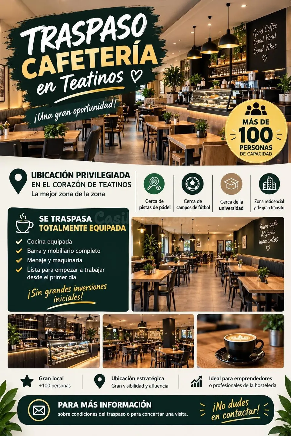 TRASPASO DE CAFETERIA EN TEATINOS