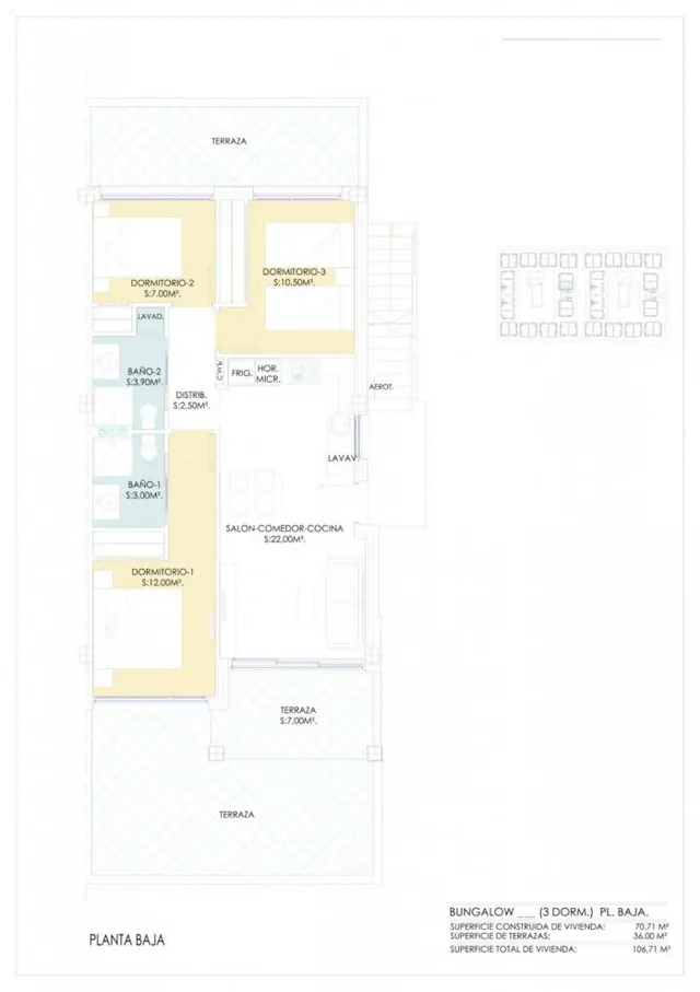 Bungalow 3 habitaciones 70m² en venta - Los balcones — 27