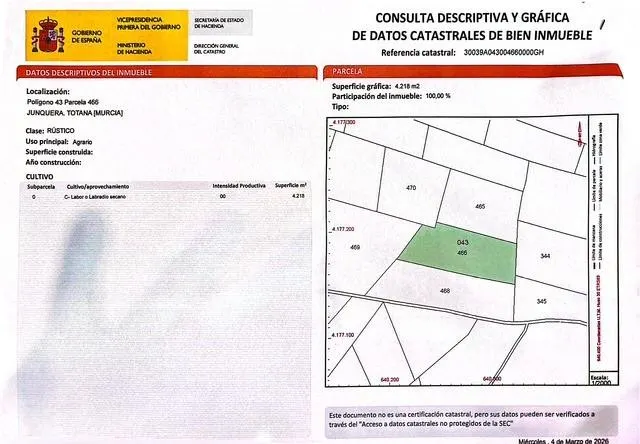 Oportunidad Única: Terreno Rural en Totana, El Pareton a un 