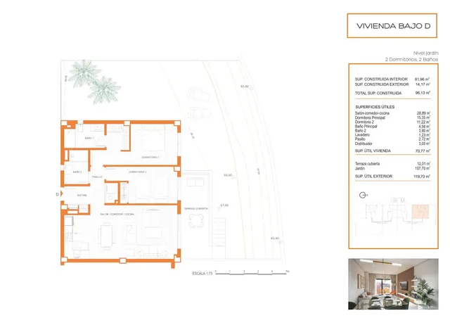 Planta baja 2 habitaciones 96m² en venta - Los Pacos — 9
