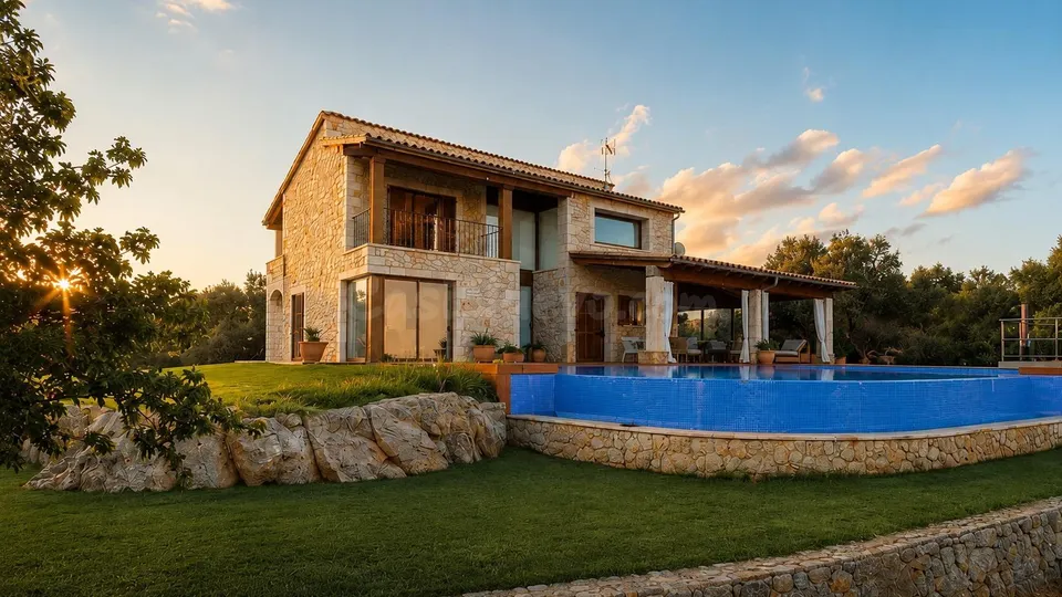 Espectacular finca con piscina infinity y vistas a la Serra de Tramuntana en Alaró