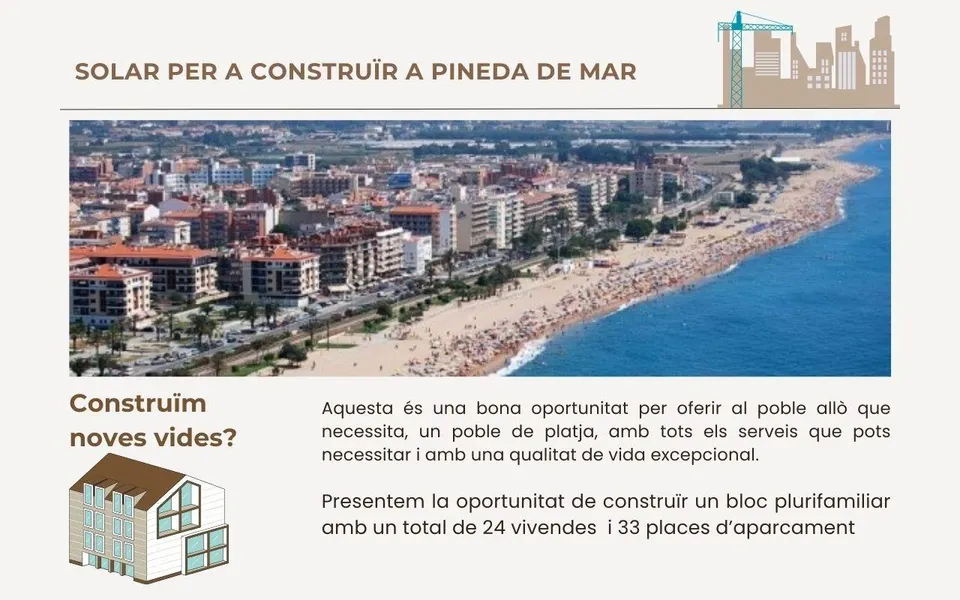 Solar edificable de 1.126 m2 en el centro de Pineda de Mar