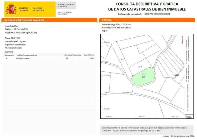 Terreno rústico agrario de regadío de 2.538 m2 en Alguazas - foto 4