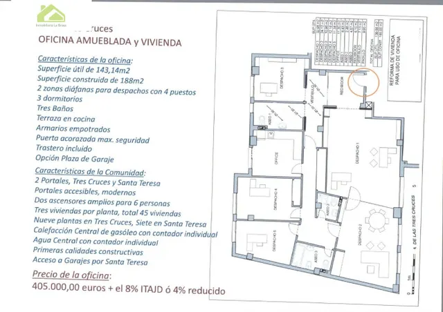 PISO EN VENTA EN TRES CRUCES DE 4 habitaciones