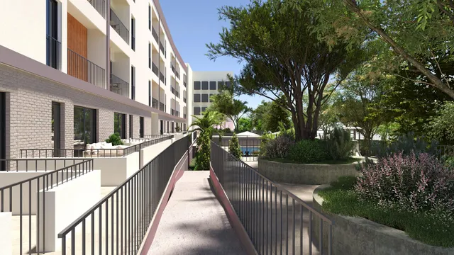 Obra Nueva 2ºB Escalera IV con jardines y piscina en zonas comunes, con terraza y balcón dando a la piscina — 2