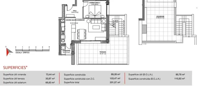 Ático con terraza  SUR 30.97 m2 y solárium 66.63 m2 — 5