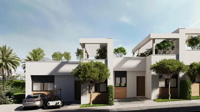 El proyecto está compuesto por 63 viviendas adosadas y pareadas de 2 y 3 dormitorios  ubicado en el prestigioso entorno de Cerrado del Águila, en Mijas Costa — 32