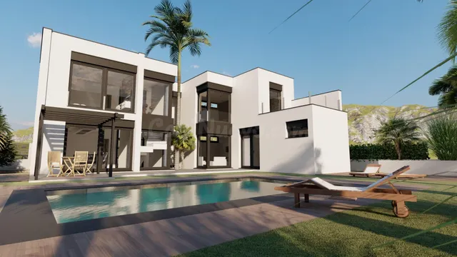 Villa de obra nueva con piscina y diseño personalizable en t