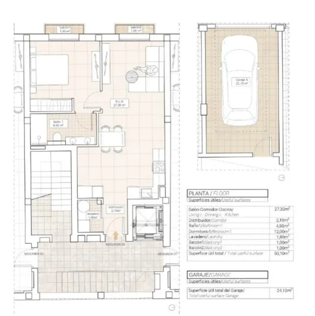Apartamento 1 habitación 56m² en venta - Pueblo 6 — 2