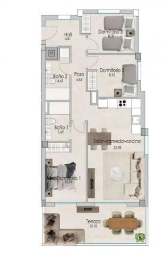 Apartamento 3 habitaciones 91m² en venta - Tamarit — 10
