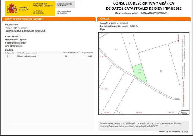 PARCELA RÚSTICA EN VENTA EN CARRETERA DE MENGABRIL